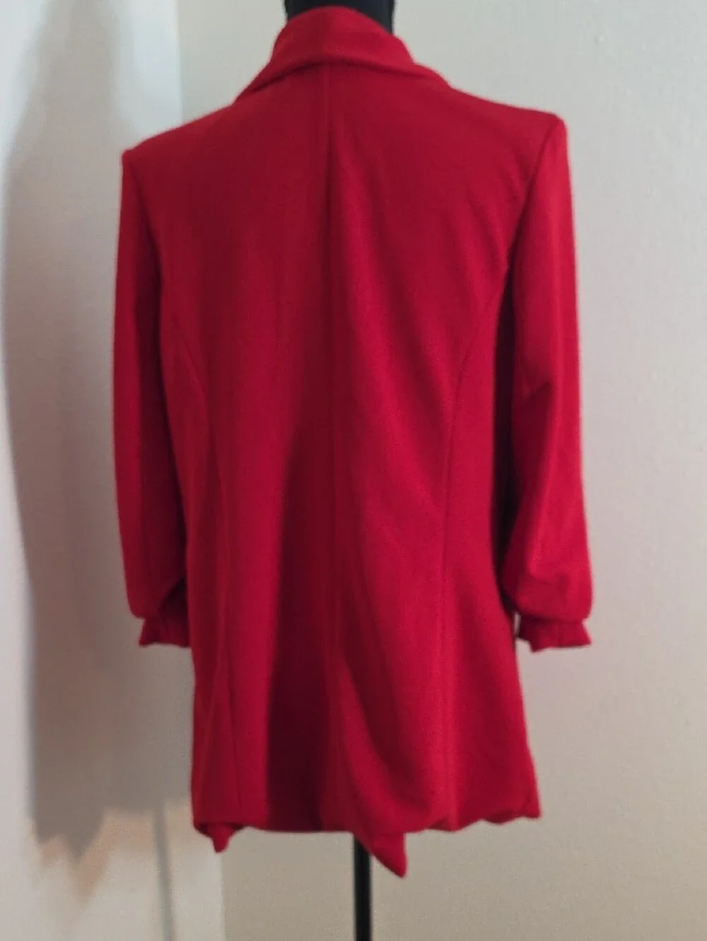 Open-Front Red Shawl-Collar Blazer